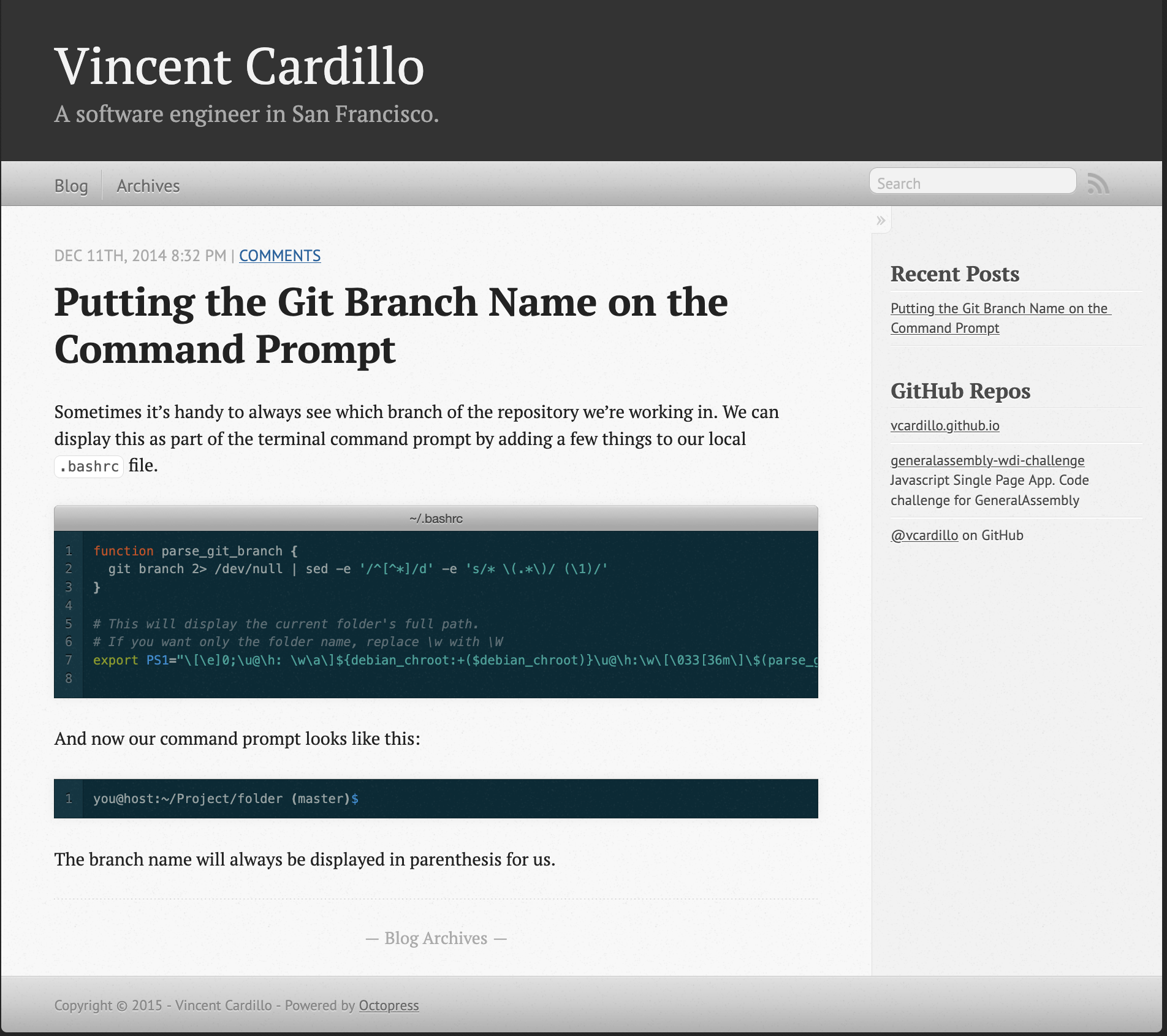 A screenshot of the original website,